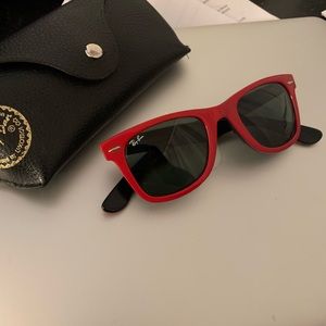 Ray-Ban Wayfarer sunglasses.